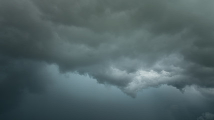 Wall Mural - dark clouds and thunderstorm with rainy, dramatic black clouds in summer
