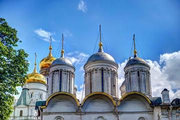 Iconic Cathedral Domes of the Kremlin in Moscow