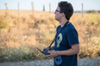 © stockmanushots - young boy prepares and flies competition drones, L.O.S. and F.P.V.