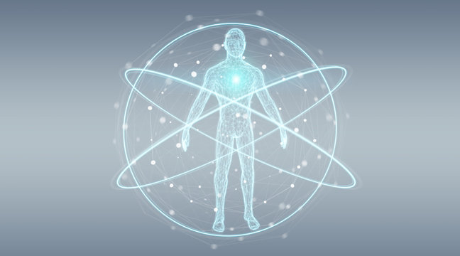 Digital x-ray human body scan background interface 3D rendering