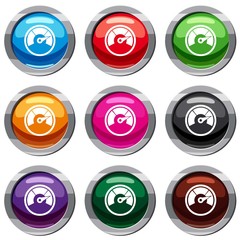 Poster - Speedometer set icon isolated on white. 9 icon collection vector illustration