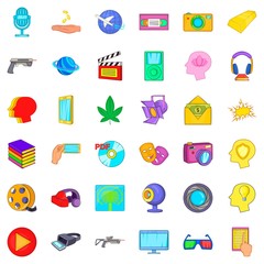 Poster - Processing icons set. Cartoon style of 36 processing vector icons for web isolated on white background