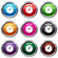 Poster - Speedometer set icon isolated on white. 9 icon collection vector illustration