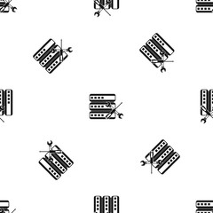 Poster - Database with screwdriver and spanner pattern repeat seamless in black color for any design. Vector geometric illustration