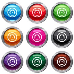 Poster - Speedometer set icon isolated on white. 9 icon collection vector illustration