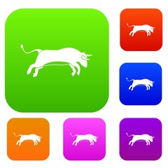 Wall Mural - Bull set icon in different colors isolated vector illustration. Premium collection