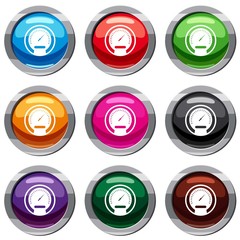 Poster - Speedometer set icon isolated on white. 9 icon collection vector illustration