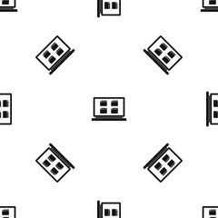 Poster - Desktop pattern repeat seamless in black color for any design. Vector geometric illustration