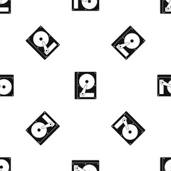 Poster - HDD pattern repeat seamless in black color for any design. Vector geometric illustration