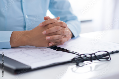 Closeup Of Business Person Working With Document Entrepreneur