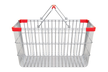 Poster - metal shopping basket, side view. 3d rendering