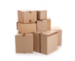 © New Africa - Cardboard boxes on white background. Moving day