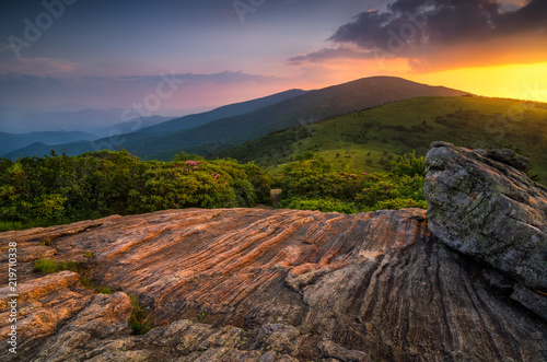 Cuadros en Lienzo Summer sunset along Appalachian Trail, Tennessee