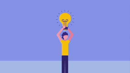 Sticker - businessman holding bulb idea innovation animation hd