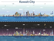 Kuwait city  skyline at day and night vector illustration