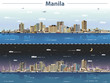 Manila skyline at day and night vector illustration