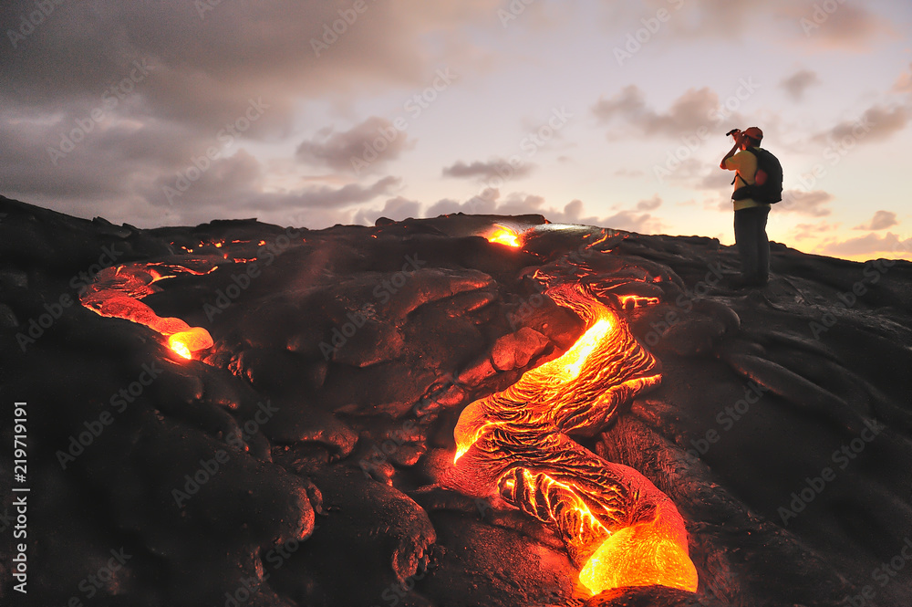 Kilauea lava flow, Big Island, Hawaii - obrazy, fototapety, plakaty 