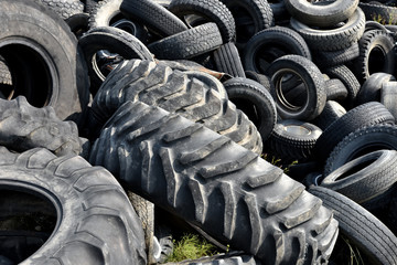 Old Used Tire Pile