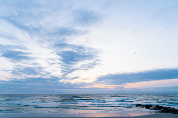 Beach Sunrise Landscape with Ocean Waves