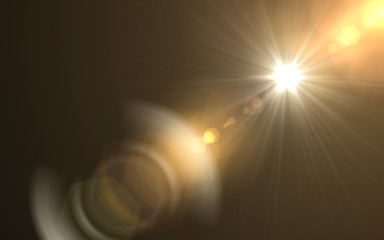 Abstract sun burst with digital lens flare background.Abstract digital lens flares special lighting effects on black background