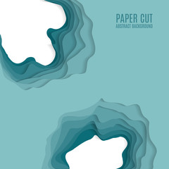 Poster - Paper cut background. Abstract realistic paper decoration for design textured with cardboard wavy layers. 3d Relief. Carving art. Vector illustration. Cover layout design template.