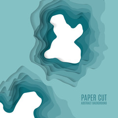 Poster - Paper cut background. Abstract realistic paper decoration for design textured with cardboard wavy layers. 3d Relief. Carving art. Vector illustration. Cover layout design template.