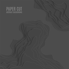 Poster - Paper cut background. Abstract realistic paper decoration for design textured with cardboard wavy layers. 3d Relief. Carving art. Vector illustration. Cover layout design template.