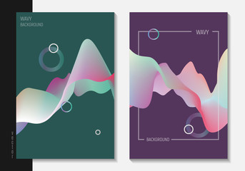 Poster - Modern abstract covers set. 3D wavy abstract background. Dynamic Effect. Futuristic Technology Style. Motion Vector Illustration.