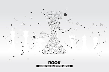 Poster - low polygon dot connected line of rook chess piece vector. icon for planning and strategy thinking