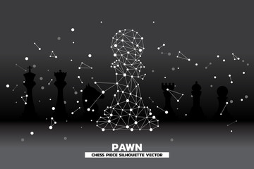 Poster - low polygon dot connected line of pawn chess piece vector. icon for planning and strategy thinking