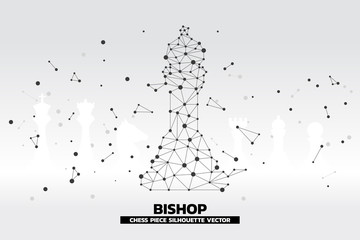 Poster - low polygon dot connected line of bishop chess piece vector. icon for planning and strategy thinking