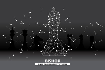 Poster - low polygon dot connected line of bishop chess piece vector. icon for planning and strategy thinking