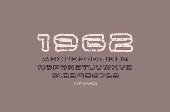 Hollow extended sans serif font in the style of handmade graphics