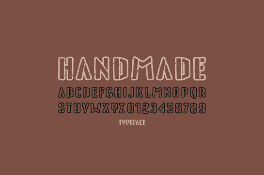 Hollow sans serif font in the style of handmade graphics