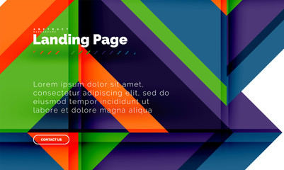 Square shape geometric abstract background, landing page web design template