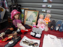 Collections Of Vintage Items On The Flea Market: Tableware, Porcelain Figurines, Candlesticks