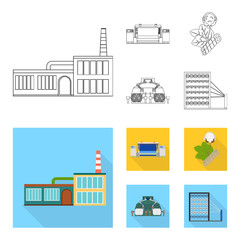 Wall Mural - Factory, enterprise, buildings and other web icon in outline,flat style. Textile, industry, fabric icons in set collection.