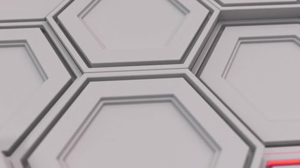 Wall Mural - Wall of white hexagons with red glow