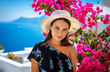 beautiful summer girl portrait on Santorini