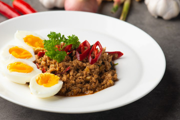 Poster - Pad Ka-prao  stir fried chopped minced pork with chili and basil