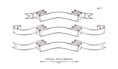 Wall Mural - set of vintage hand drawn ribbons. collection of retro labels, banners and logo elements. logotype d