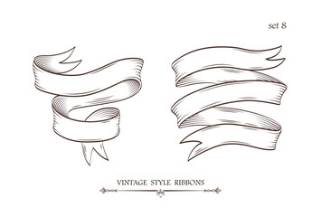 Wall Mural - set of vintage hand drawn ribbons. collection of retro labels, banners and logo elements. logotype d