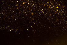 Glitter Gold Sparkling Star Dust Falling Shiny Abstract Bokeh Background