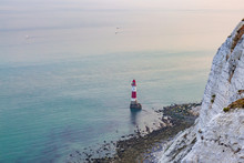 Looking Down At The Lighthouse, At Beachy Head On The Sussex Coast