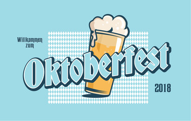 Oktoberfest label. Oktoberfest typography logo for greeting cards and banners. Welcome to Octoberfest 2018. Vector badge template