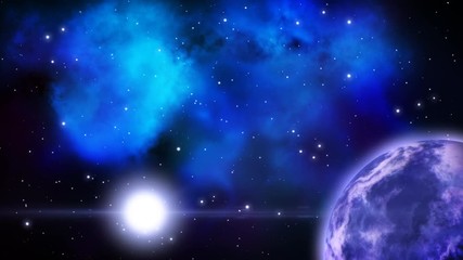 Wall Mural - Blue nebulae and rotating blanet. Loop.