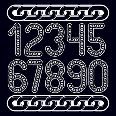 Poster - Vector numbers, modern numerals set. Created using connected chain link.
