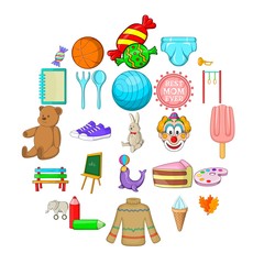 Poster - Papoose icons set. Cartoon set of 25 papoose vector icons for web isolated on white background