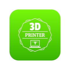 Poster - Modeling 3d printing icon green vector isolated on white background