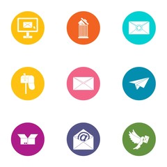 Poster - General post office icons set. Flat set of 9 general post office vector icons for web isolated on white background